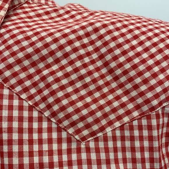 Vintage H Bar C Red Plaid Pearl Snap Western Shirt Size 15 1/2-33 Made In USA - Picture 5 of 9